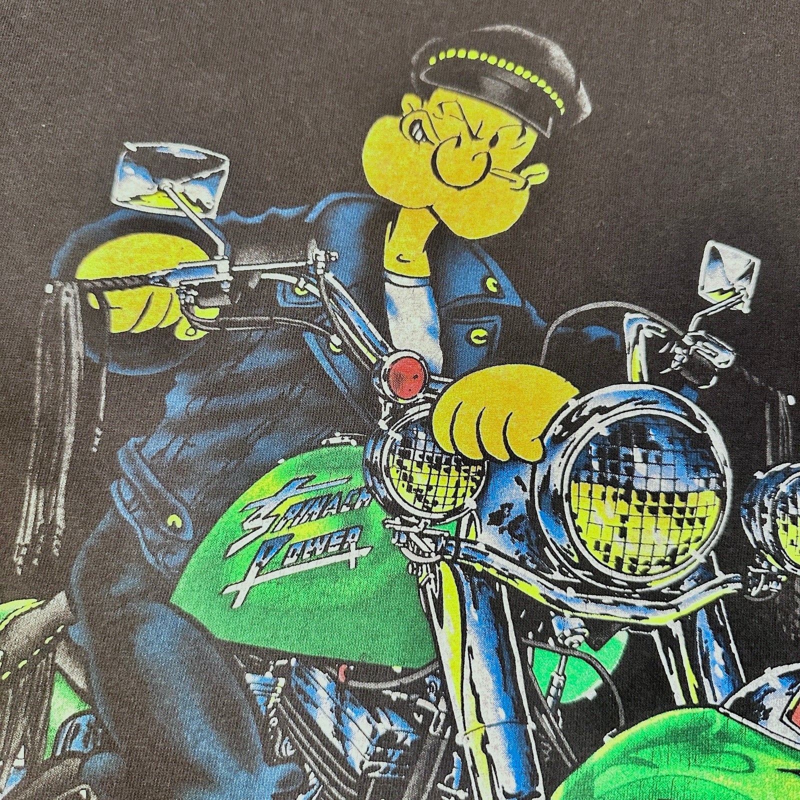 Popeye Motorcycle Single Stitch maglietta vintage nera XL