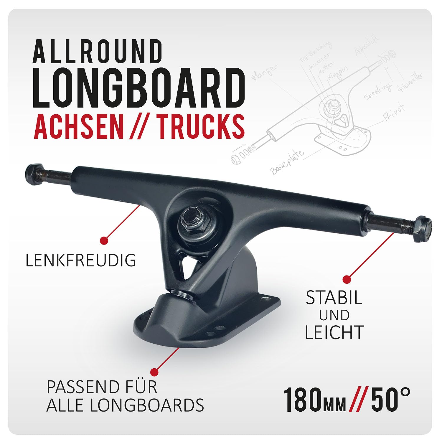 Jucker Hawaii Allround assi longboard 180 mm neri