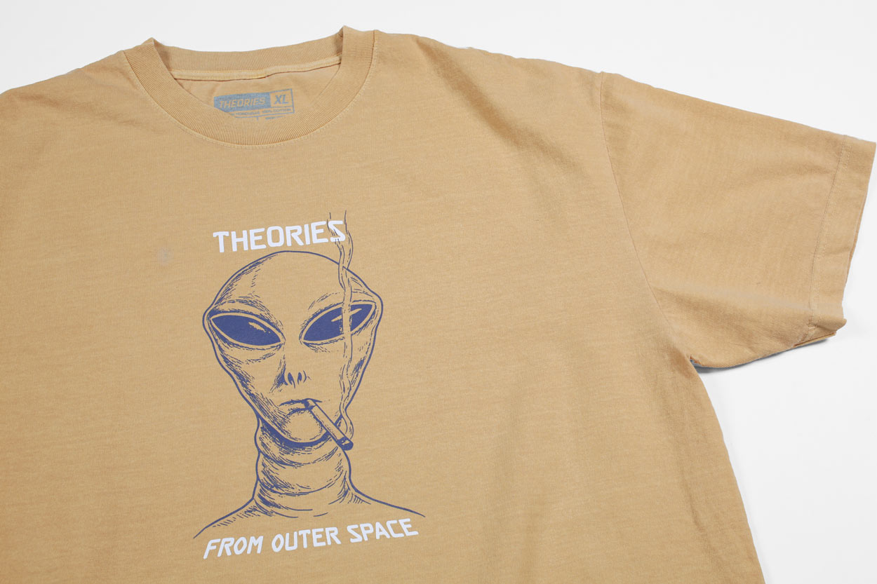 Theories Outer Space maglietta mostarda cotone pesante