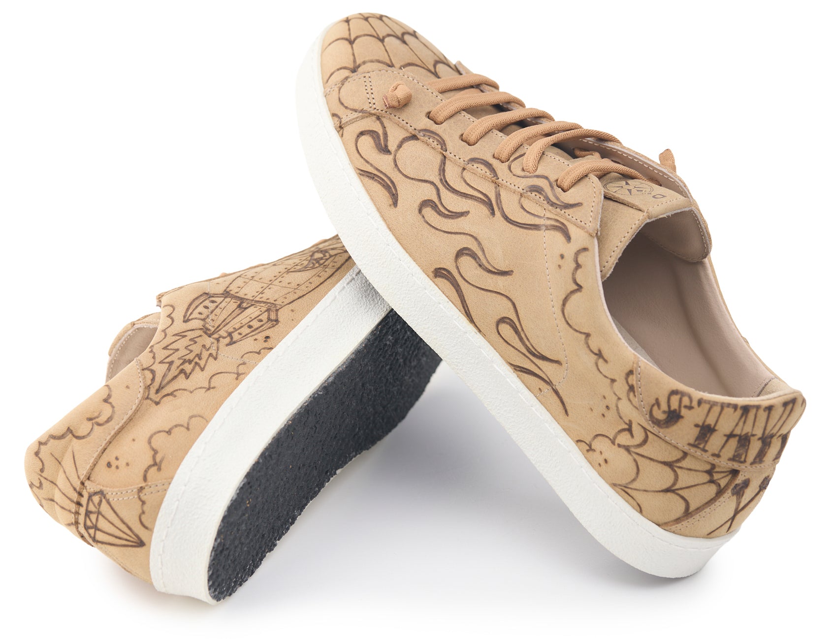 AC Longboards Biko Bomb sneakers pelle marrone tattoo