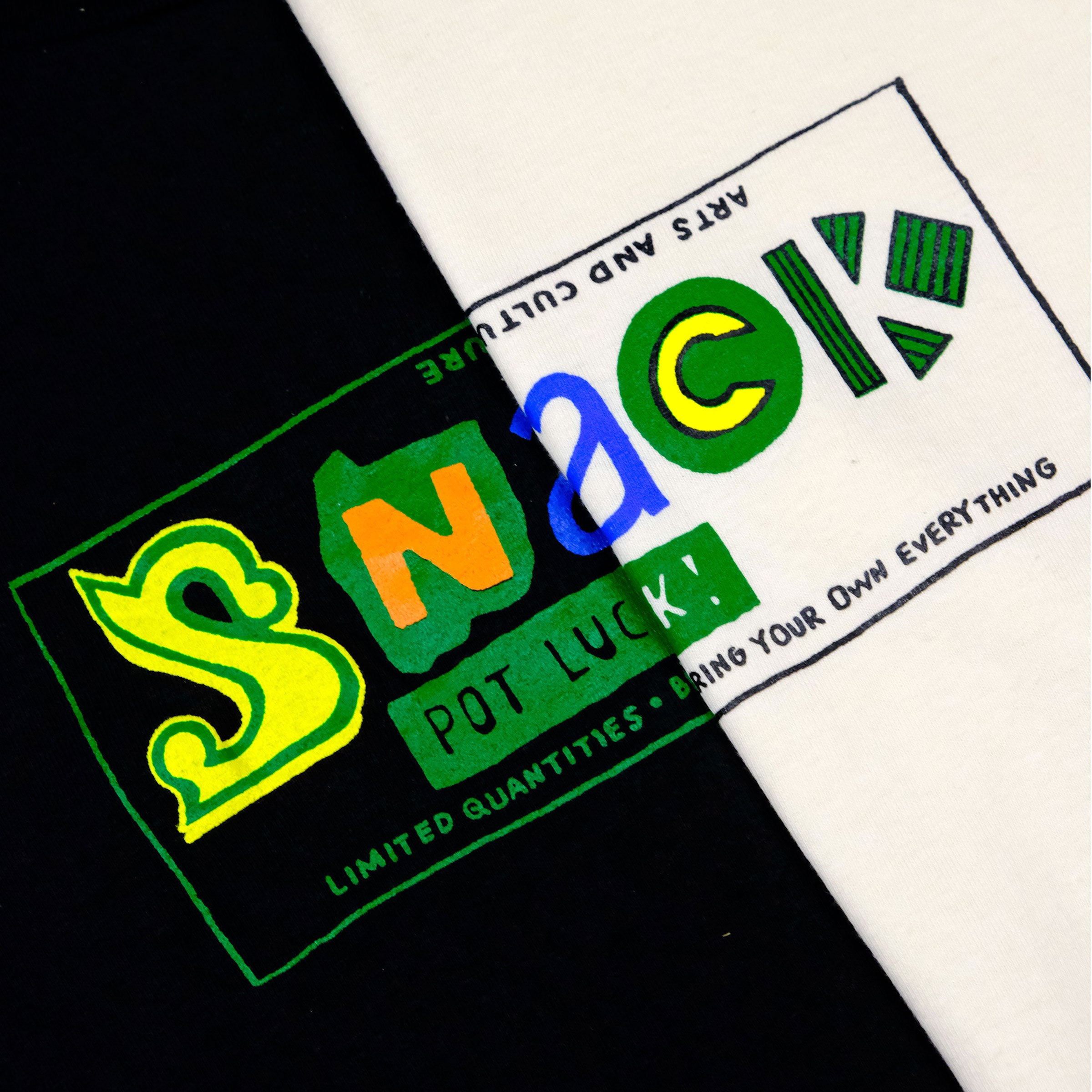 Snack Pot Luck maglietta nera cotone serigrafia