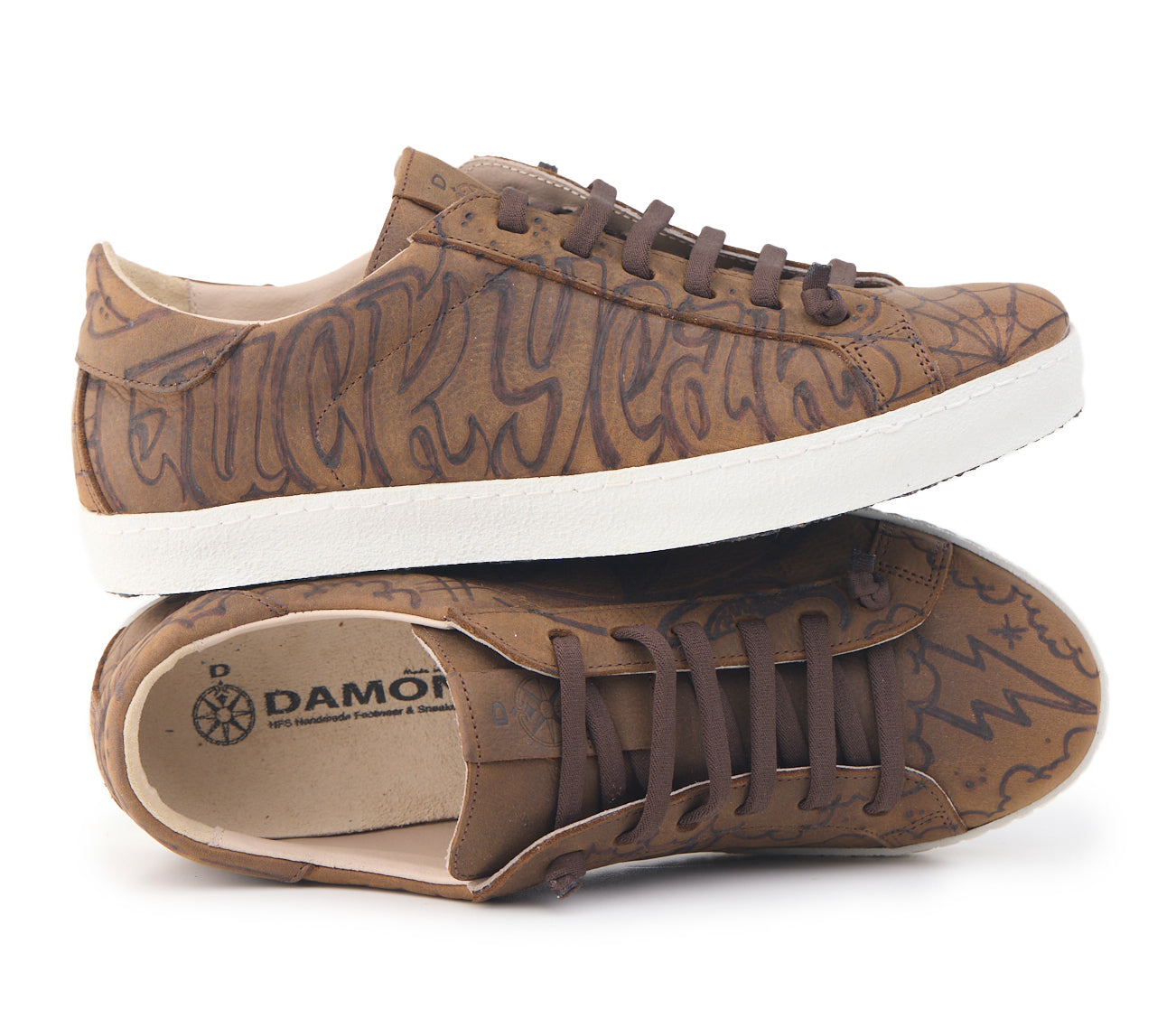 AC Longboards Biko sneakers pelle marrone pirografate