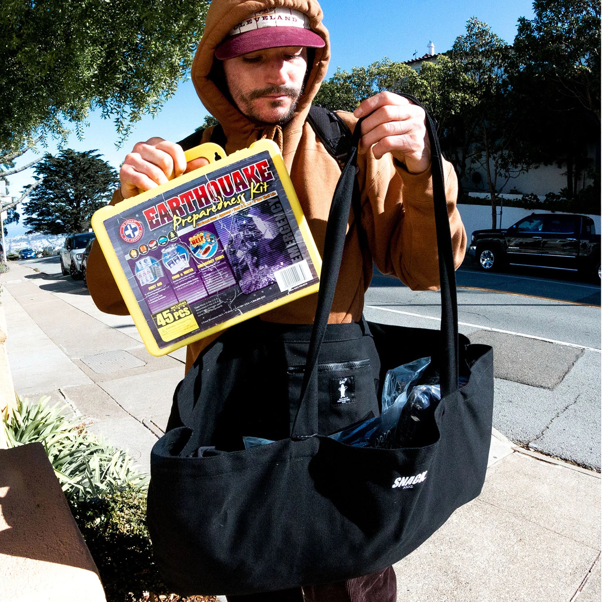 Snack XXXL Borsa Tote Porta Skateboard Nera in Tela
