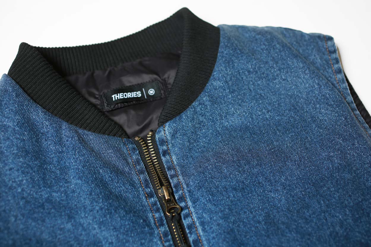 Theories Dakota gilet denim cotone tasche zip