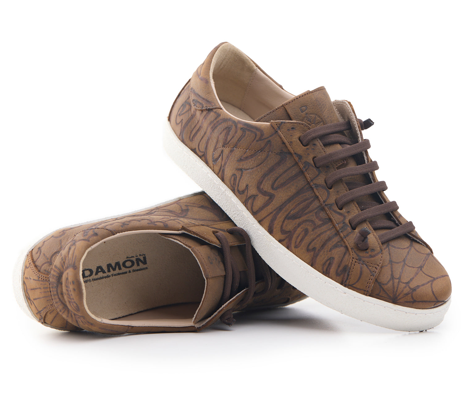 AC Longboards Biko sneakers pelle marrone pirografate