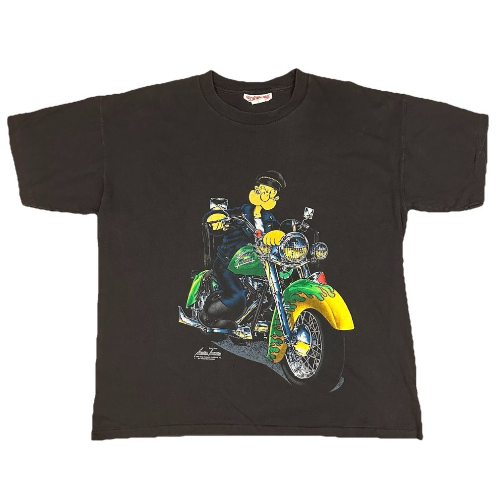 Popeye Motorcycle Single Stitch maglietta vintage nera XL