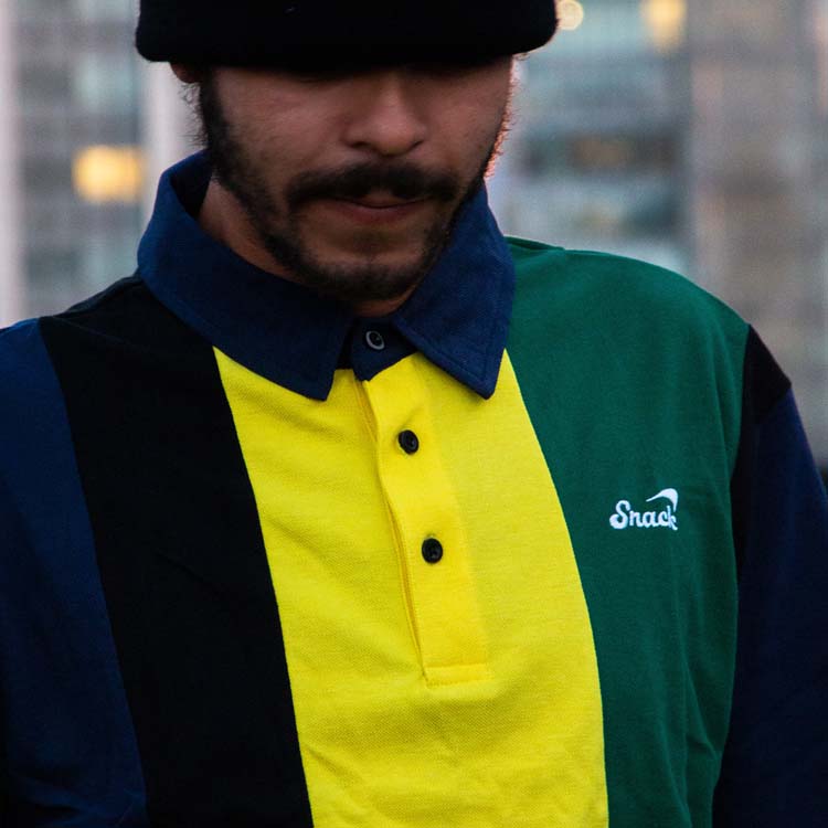 Snack Alive Vertical Stripe polo nero verde cotone