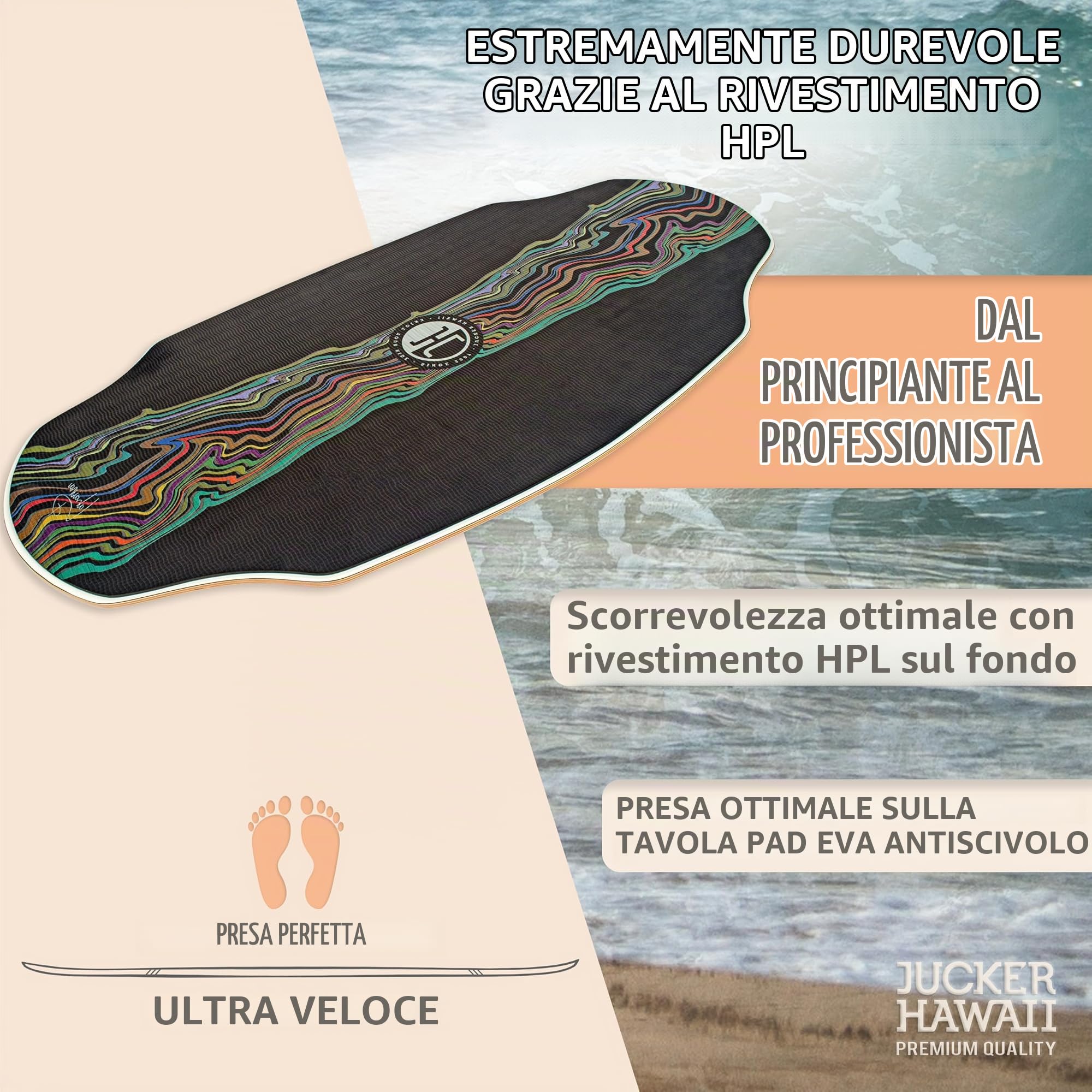 Jucker Hawaii HPL Pro skimboard Nero Trippy 115 kg