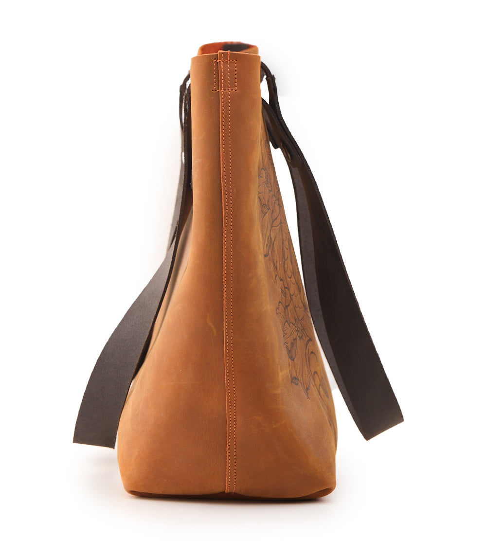 AC Longboards Carpa Koi borsa shopper pelle arancione