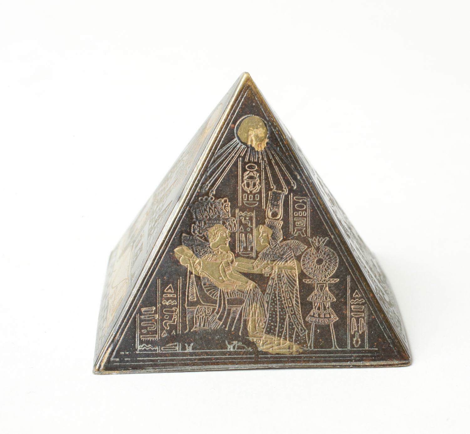 Piramide egizia ottone soprammobile geroglifici 1 pollice