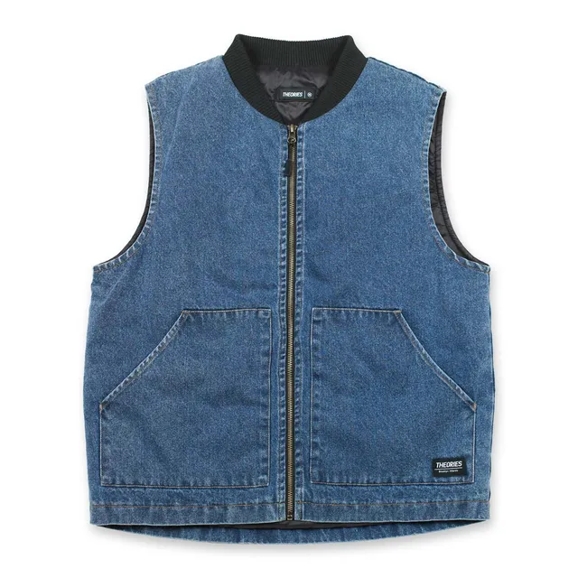 Theories Dakota gilet denim cotone tasche zip