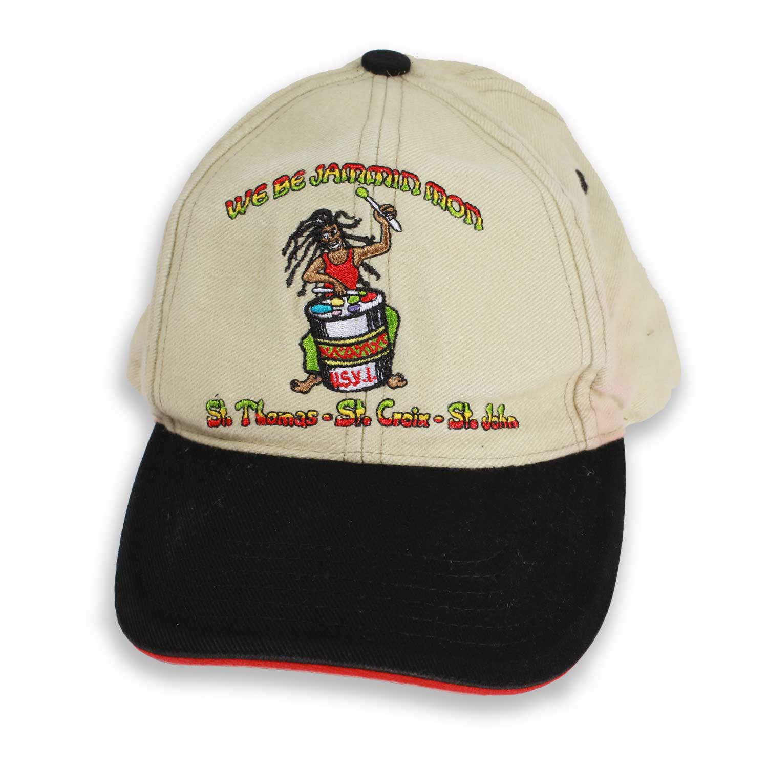 Virgin Islands cappello strapback crema nero ricamato