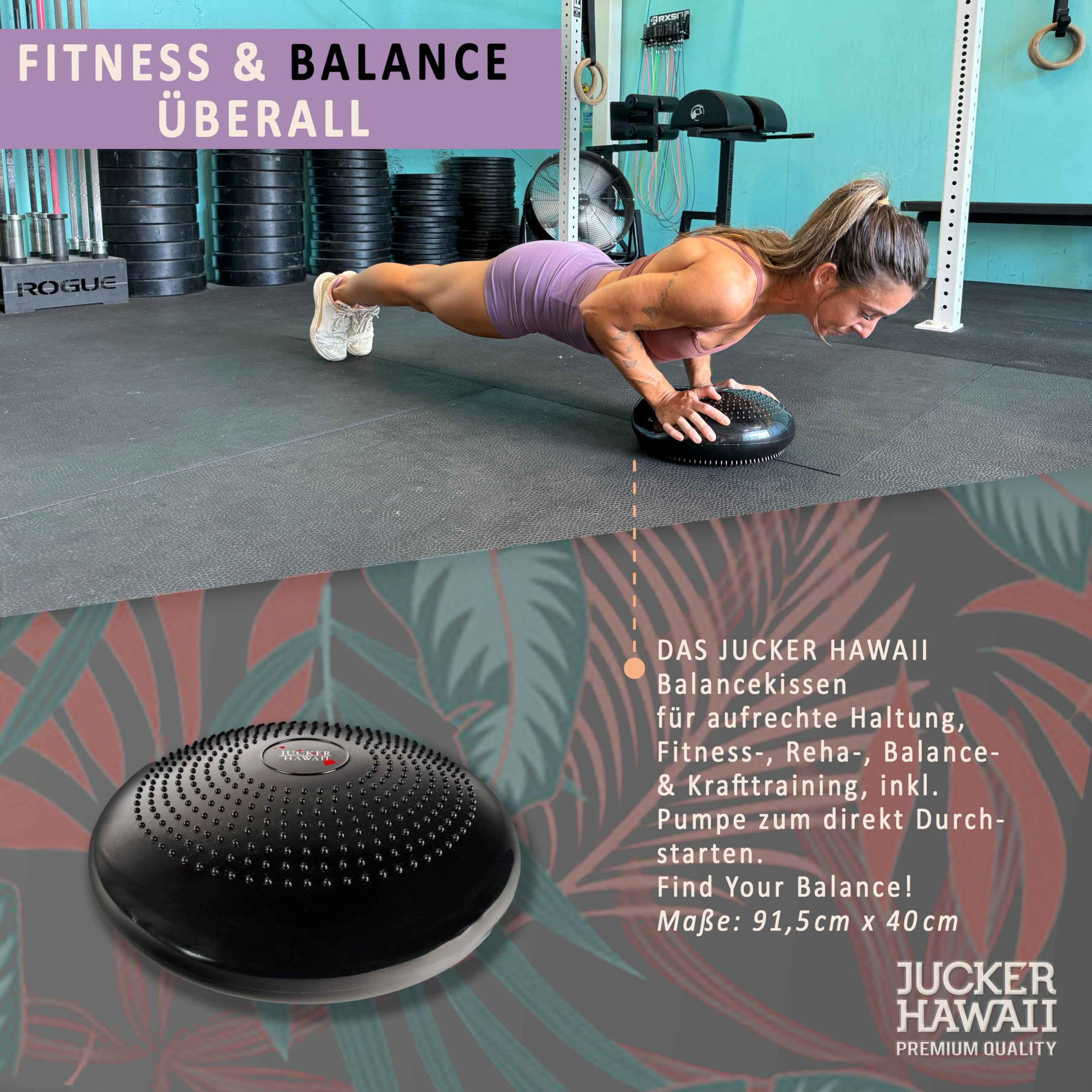 Jucker Hawaii Homerider balance board XL con rullo sughero