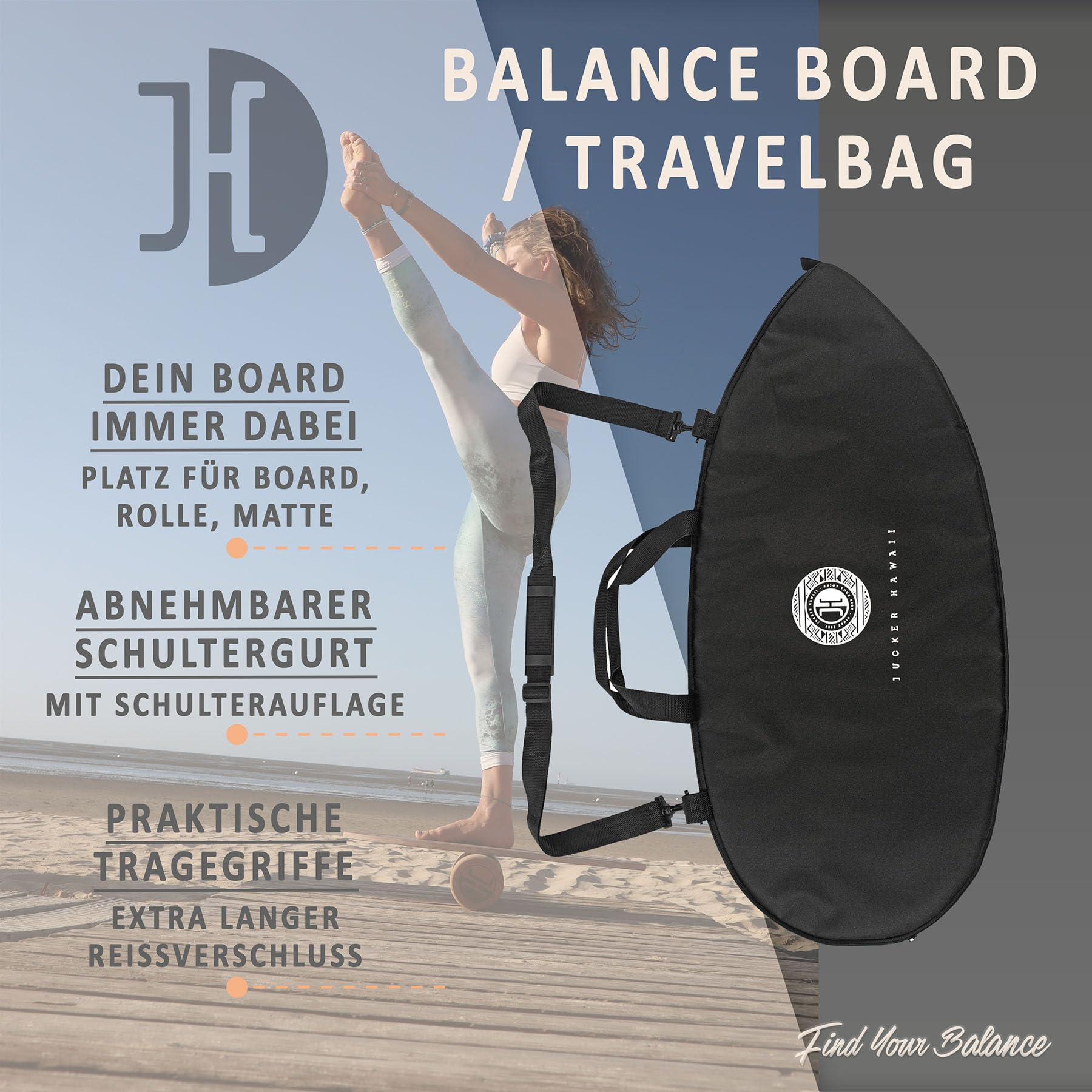 Jucker Hawaii Borsa Balance Board 88x40 cm Impermeabile Surf