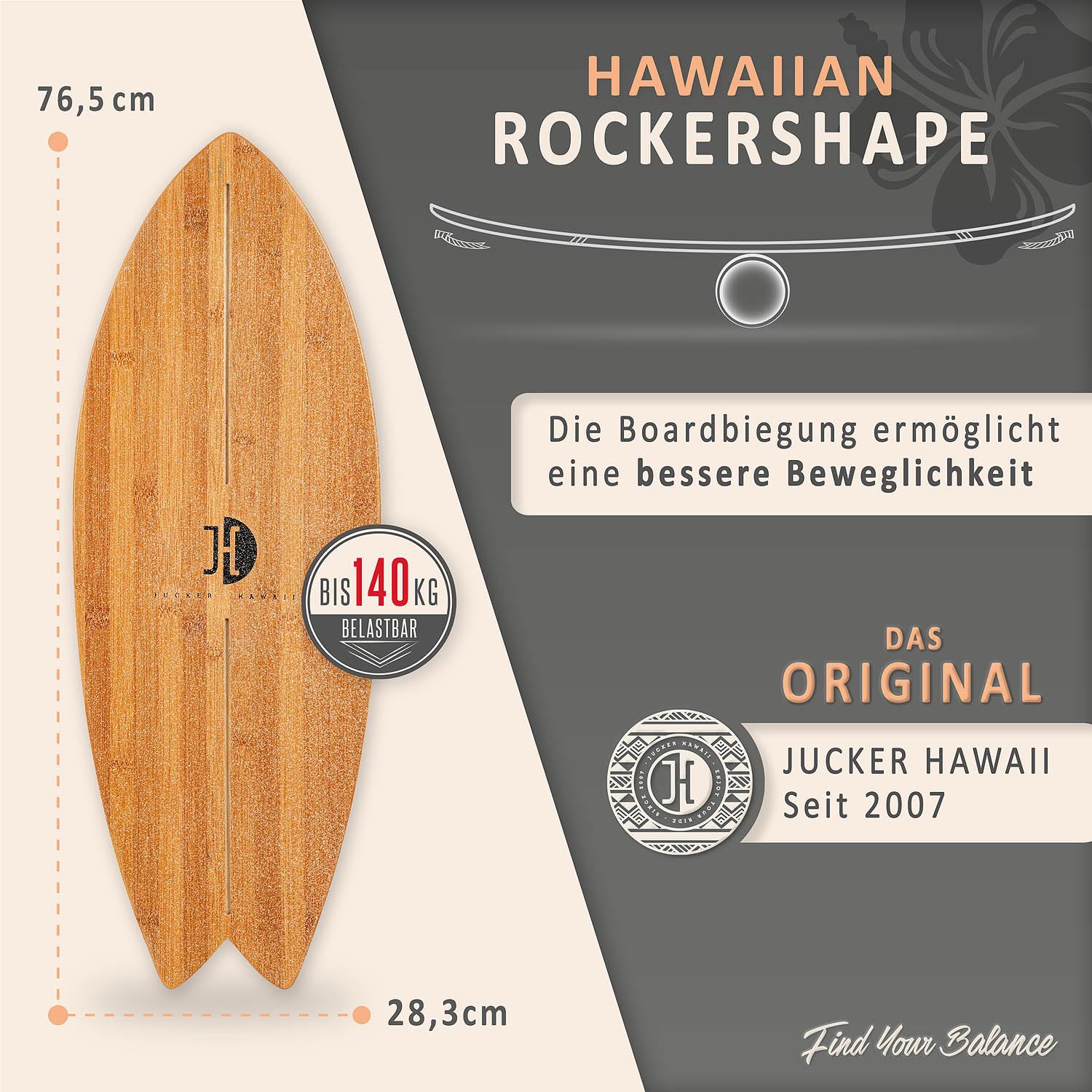 Jucker Hawaii Ocean Rocker Bamboo balance board sughero set