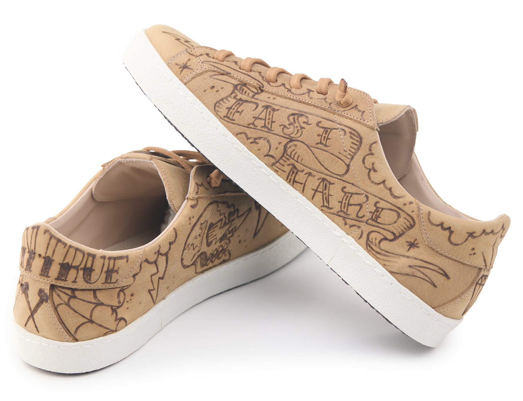 AC Longboards Biko Bomb sneakers pelle marrone tattoo