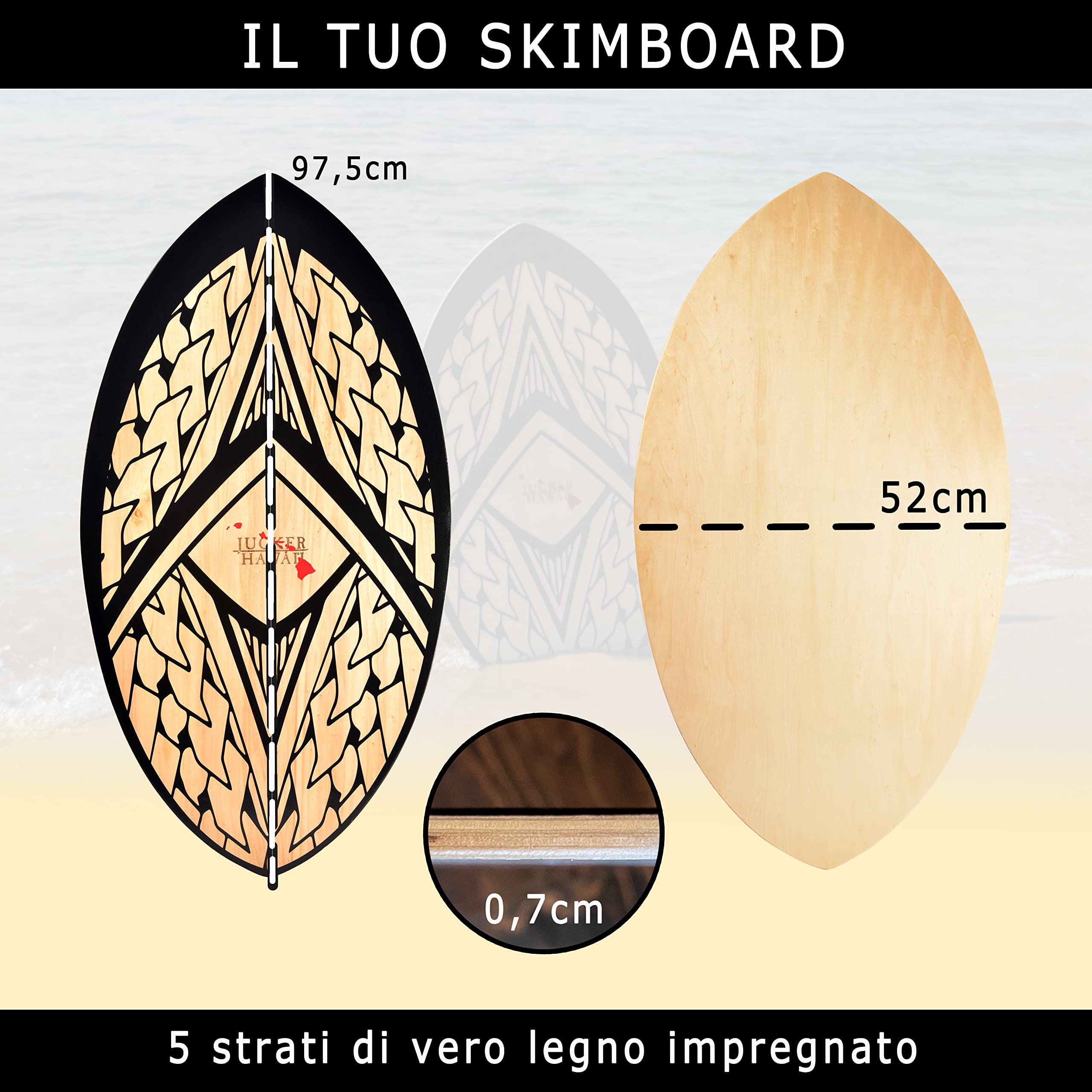 Jucker Hawaii Ulua skimboard legno 97,5 cm