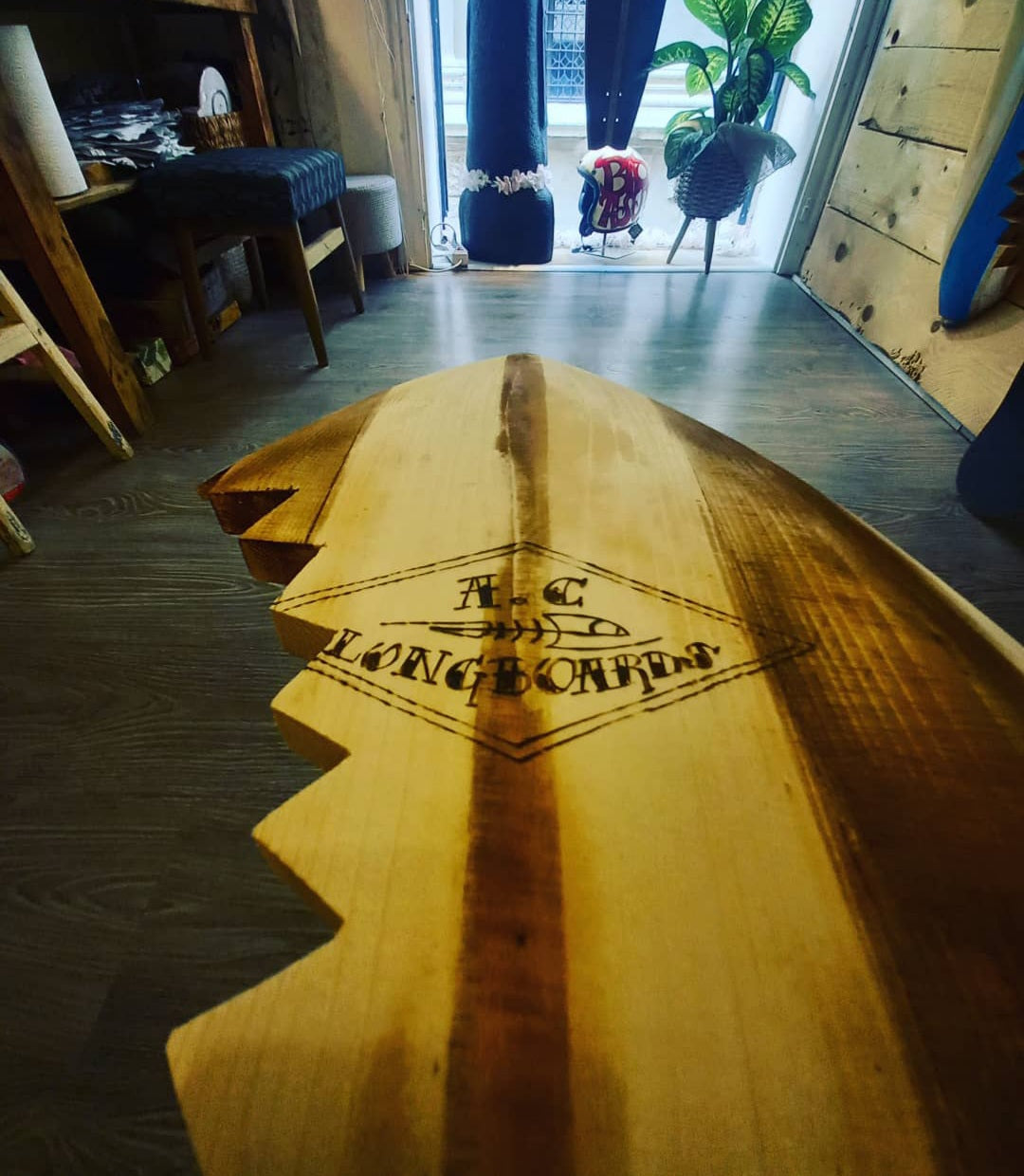 AC Longboards Surf Tavolino Legno 165x50x42 Vintage