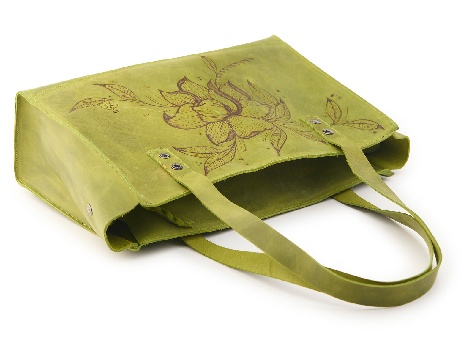 AC Longboards Fiore di Loto shopper in pelle incisa