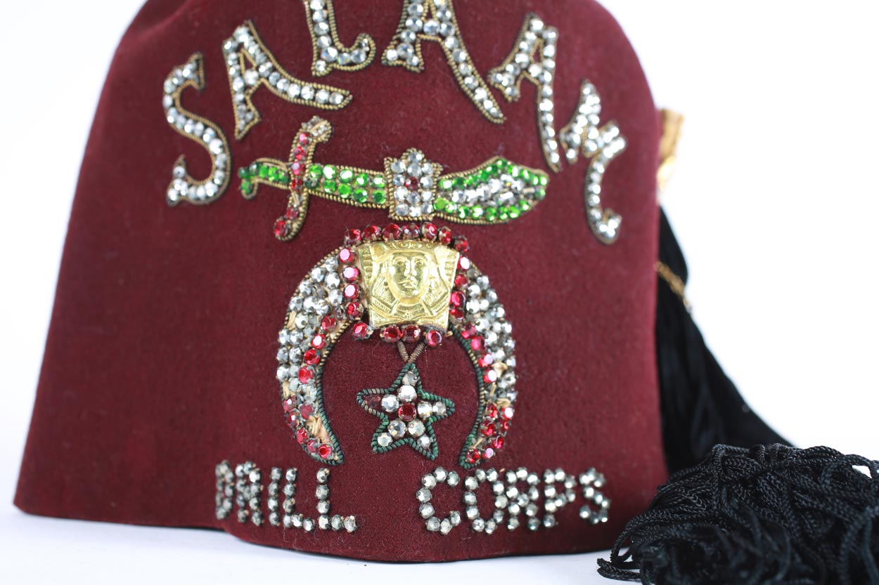 Shriners Fez cappello vintage bordeaux gioiello
