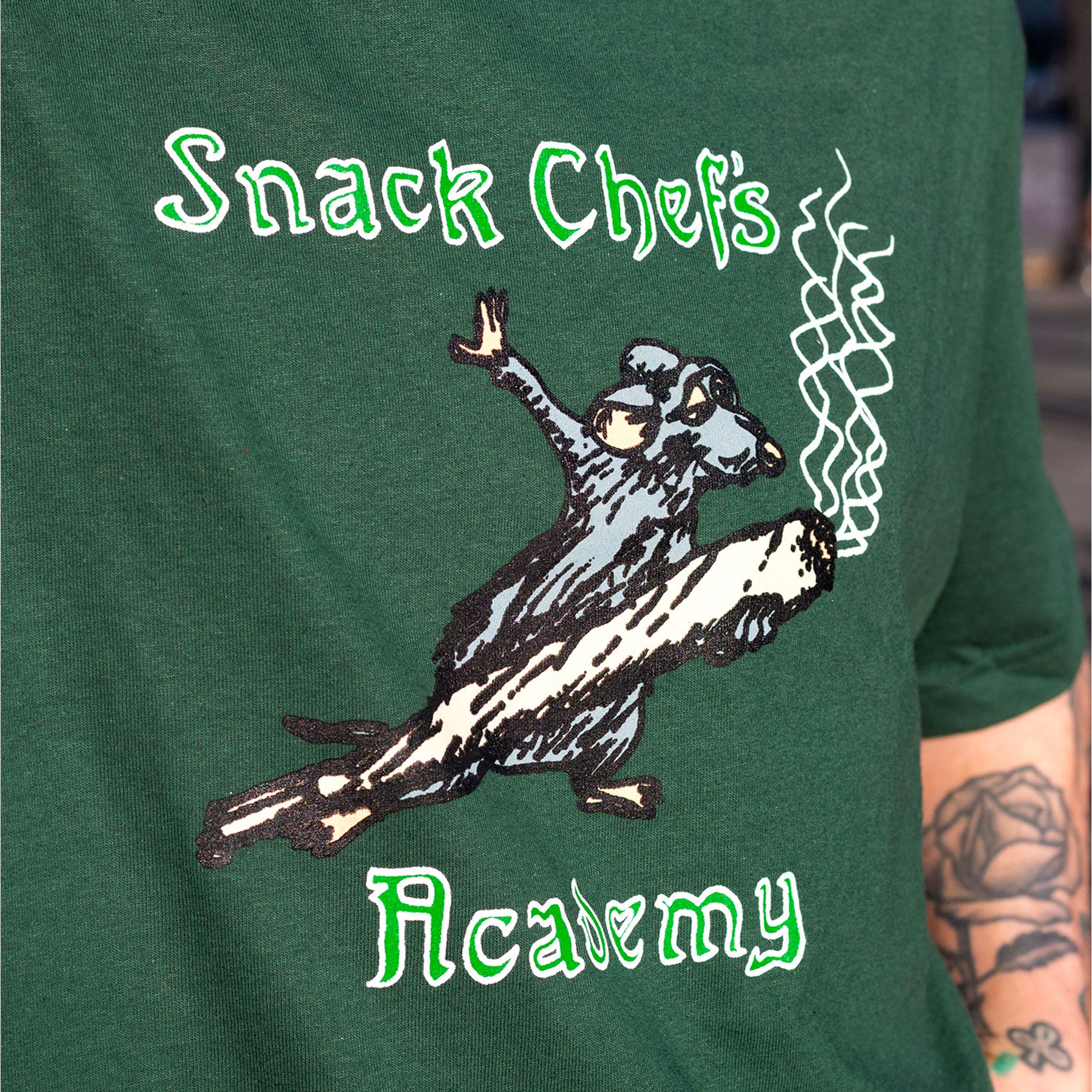 Snack Skateboarding Chef's Academy maglietta verde cotone