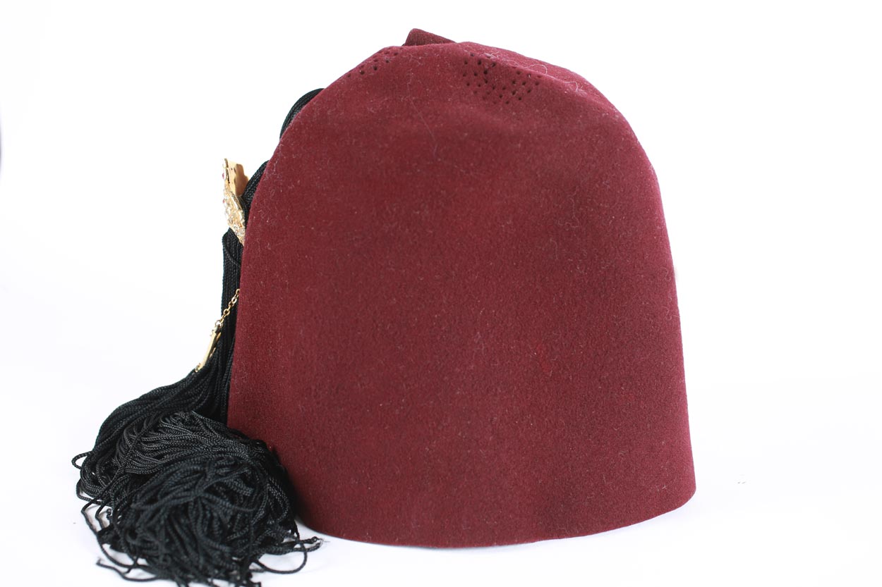 Shriners Fez cappello vintage bordeaux gioiello