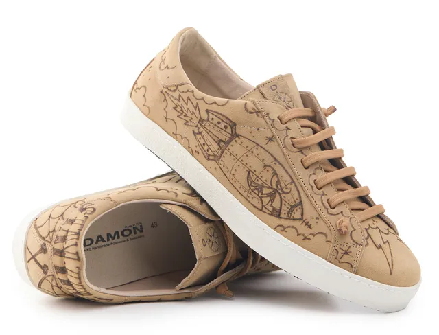 AC Longboards Biko Bomb sneakers pelle marrone tattoo