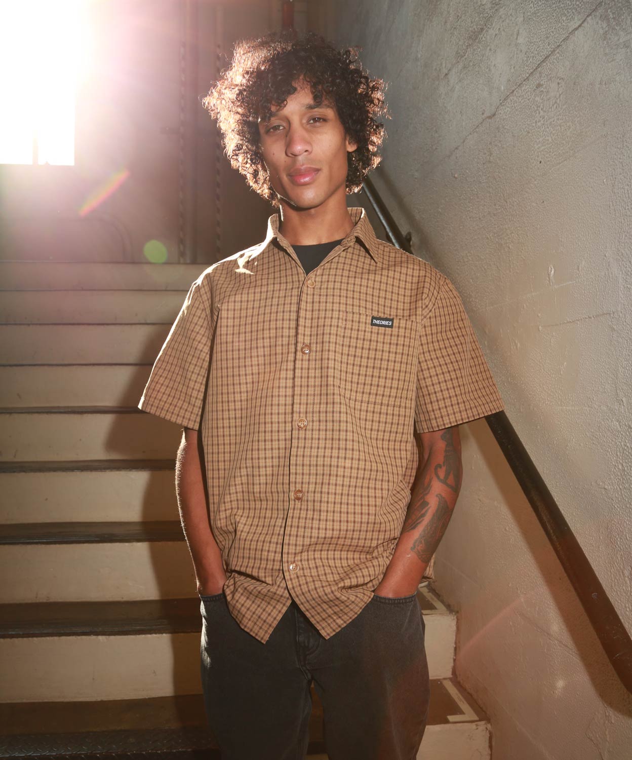 Theories Avignon camicia flanella caramel M