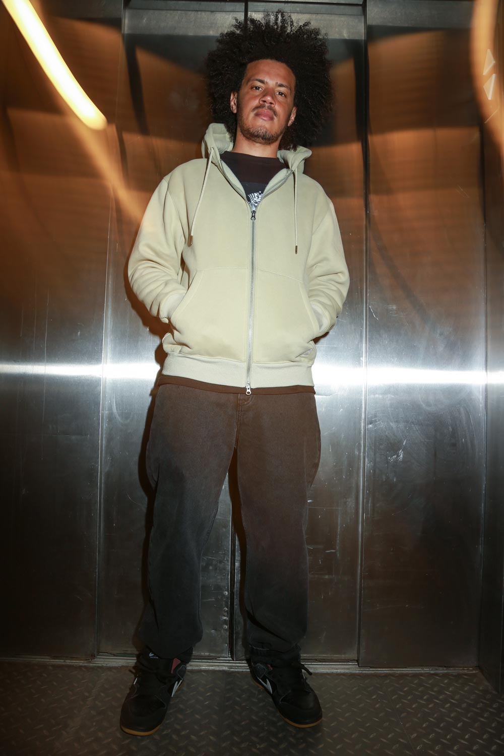 Theories Scribble Zip Hoodie felpa lime cotone