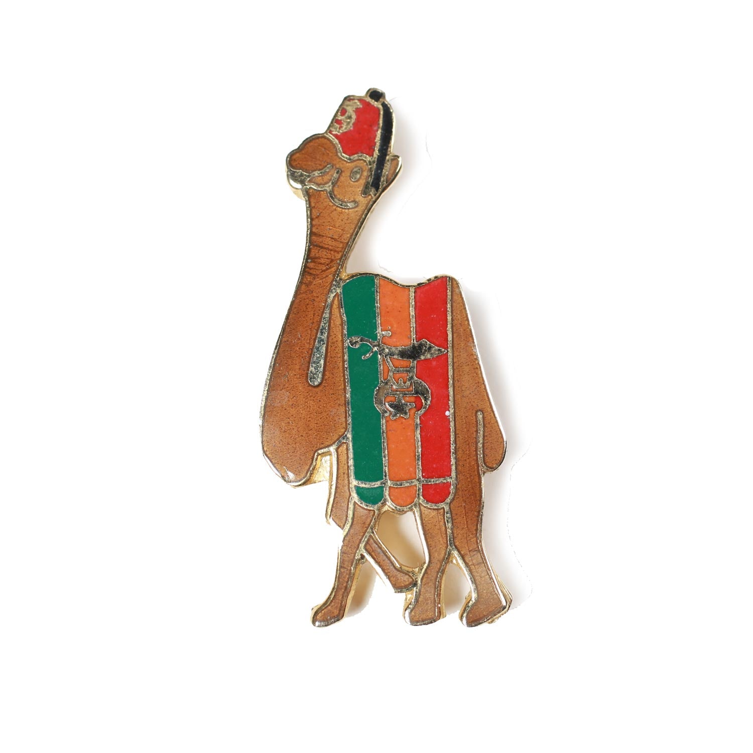 Shriners Camel spilla smalto vintage cammello con fez