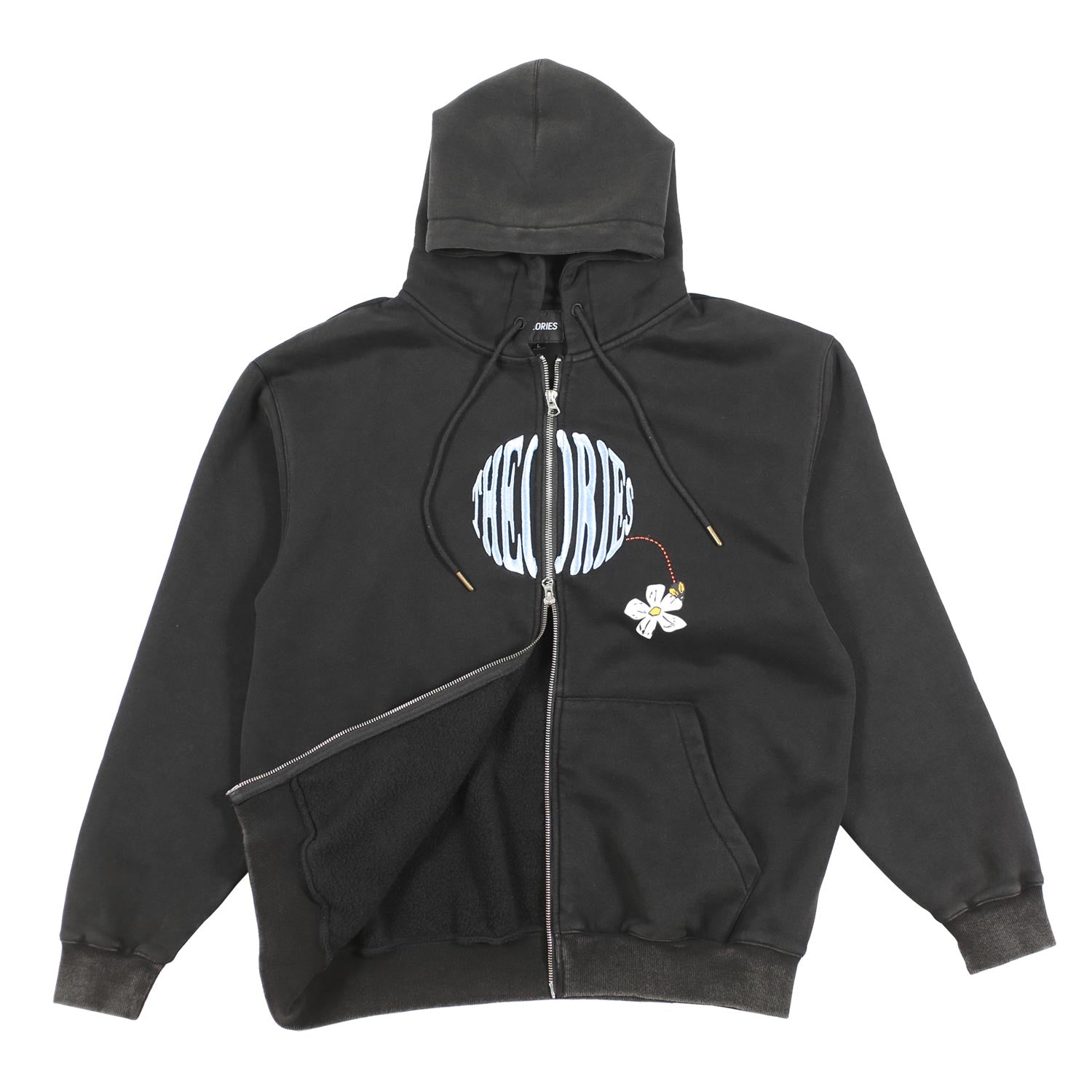 Theories Pollinate Felpa Zip Nera Cotone