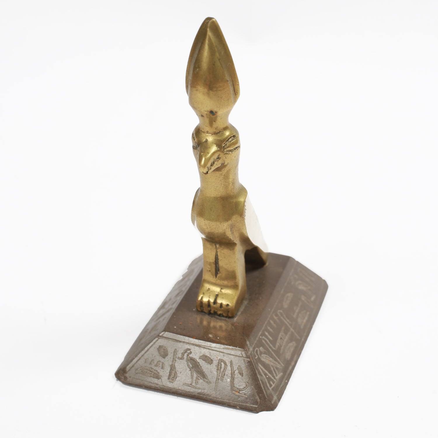 Horus statuetta vintage ottone 15 cm base pietra