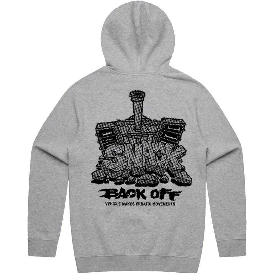 Snack Skateboarding Back Off Hoodie felpa grigia cotone
