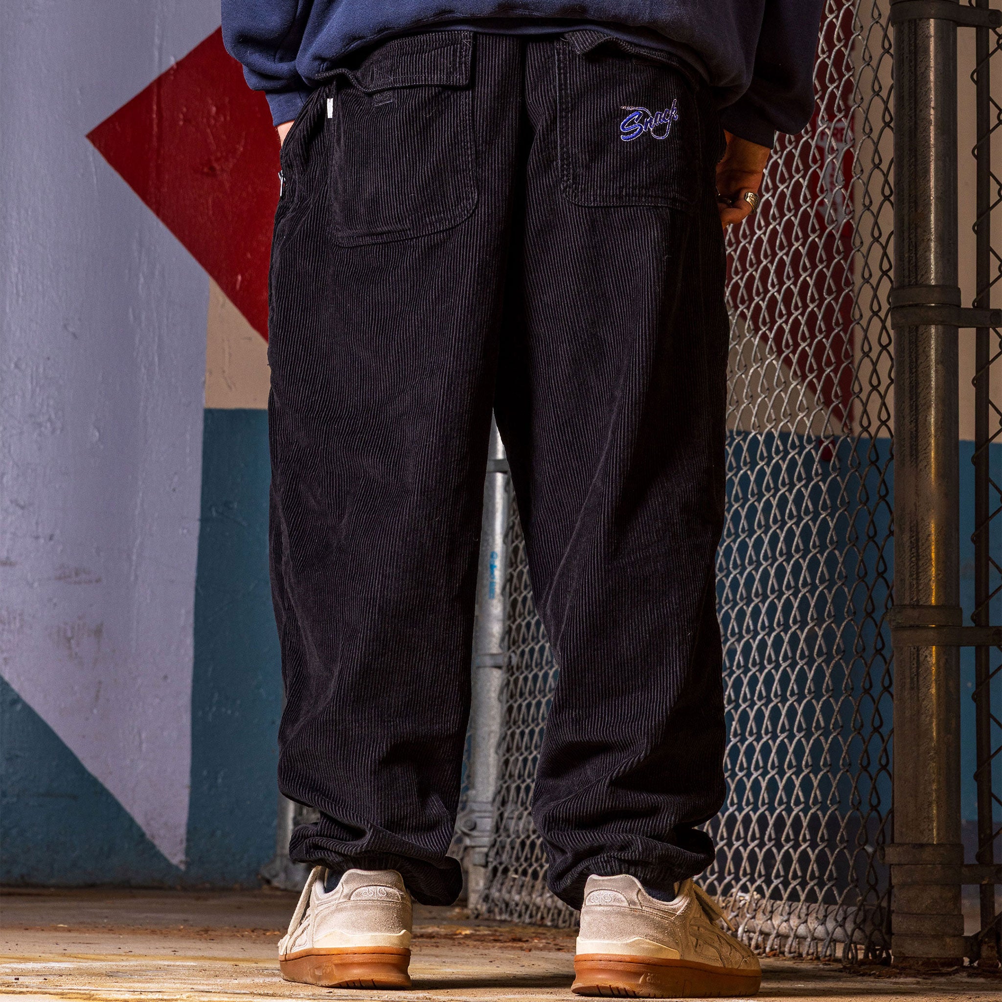 Snack Mic Check pantaloni skate velluto nero 30