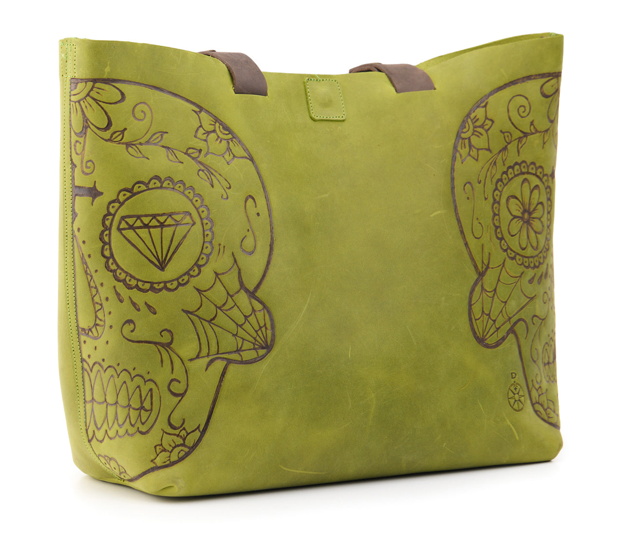 AC Longboards Acid Green Mexican Skull borsa pelle