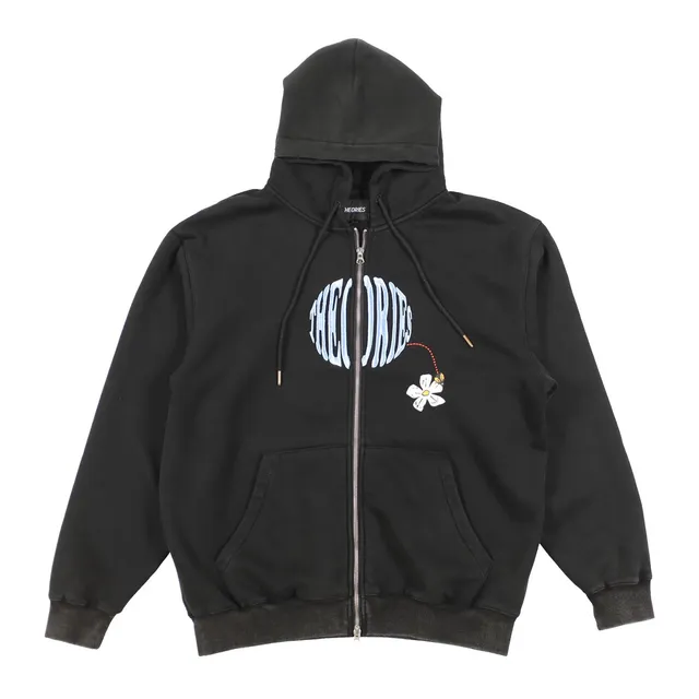 Theories Pollinate Felpa Zip Nera Cotone
