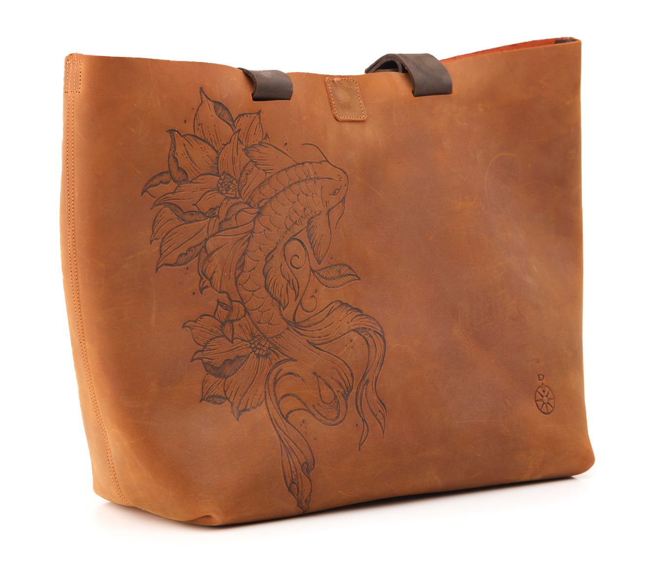 AC Longboards Carpa Koi borsa shopper pelle arancione