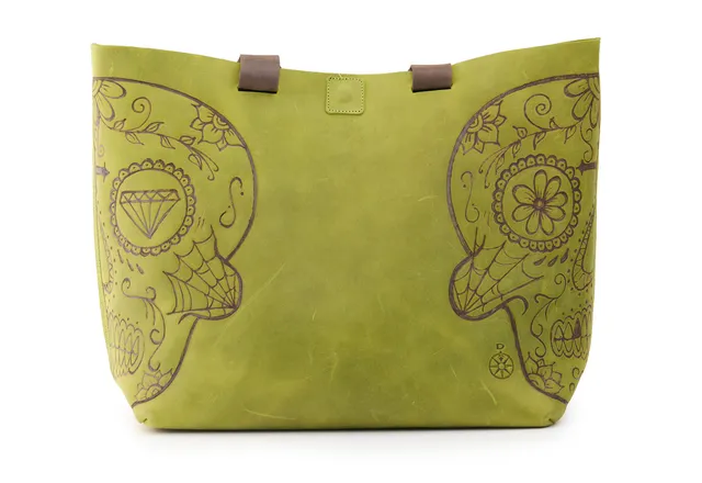 AC Longboards Acid Green Mexican Skull borsa pelle
