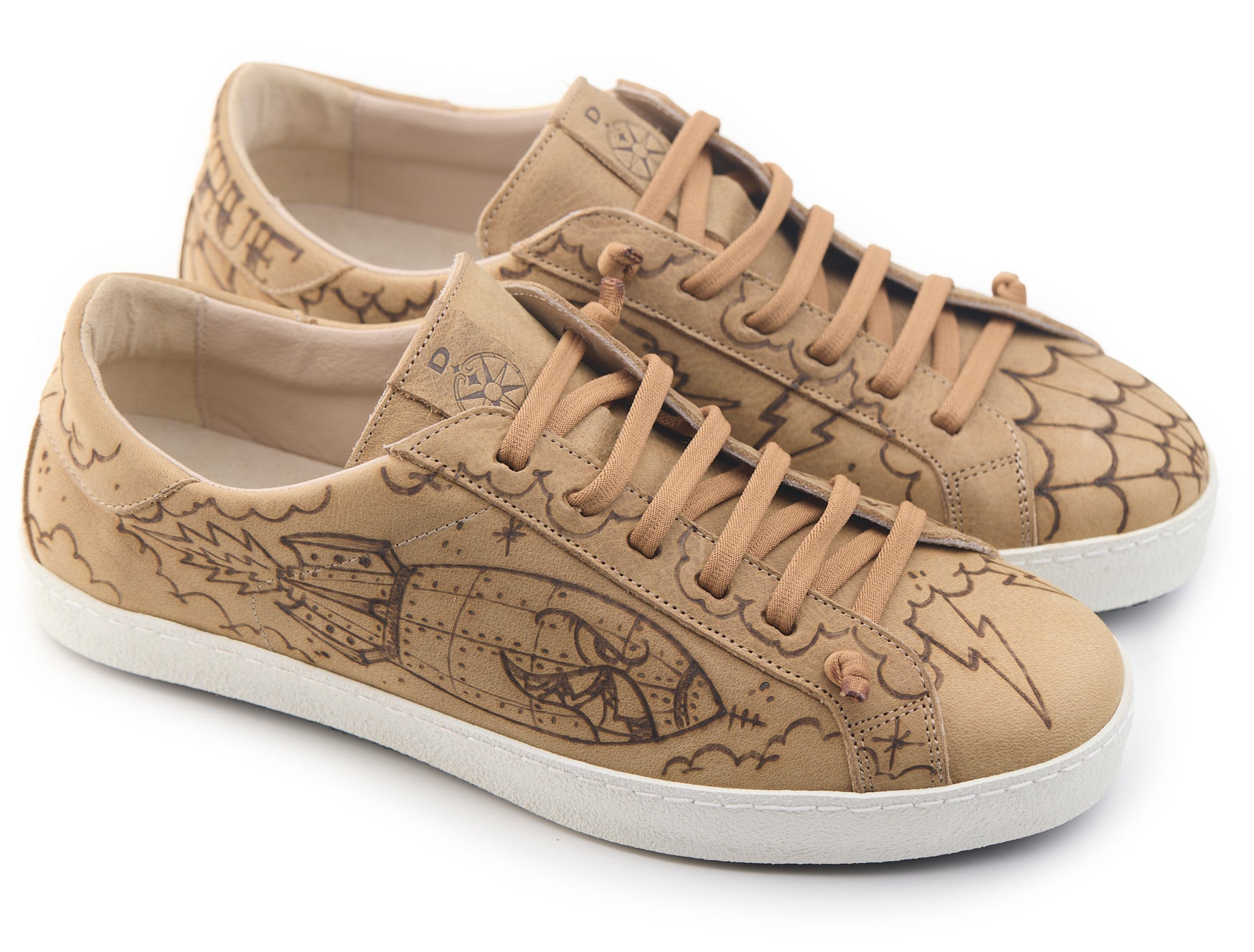 AC Longboards Biko Bomb sneakers pelle marrone tattoo