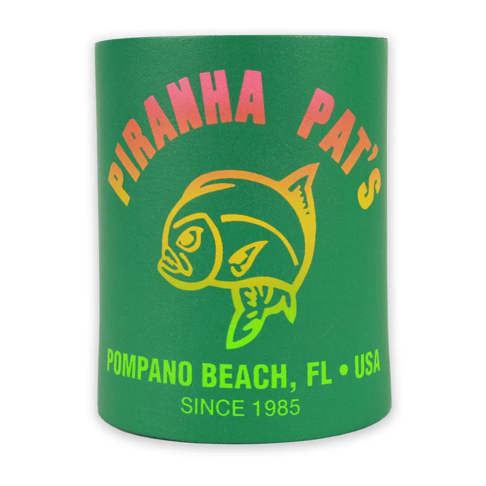 Piranha Pat's Koozie porta lattina vintage Pompano