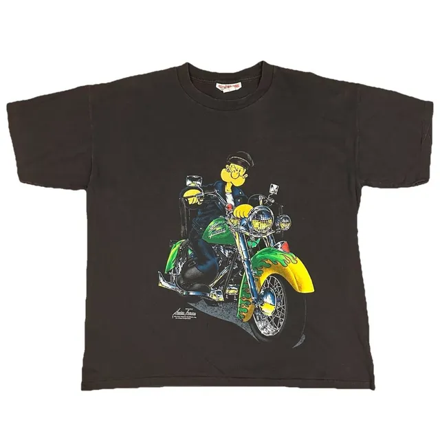 Popeye Motorcycle Single Stitch maglietta vintage nera XL