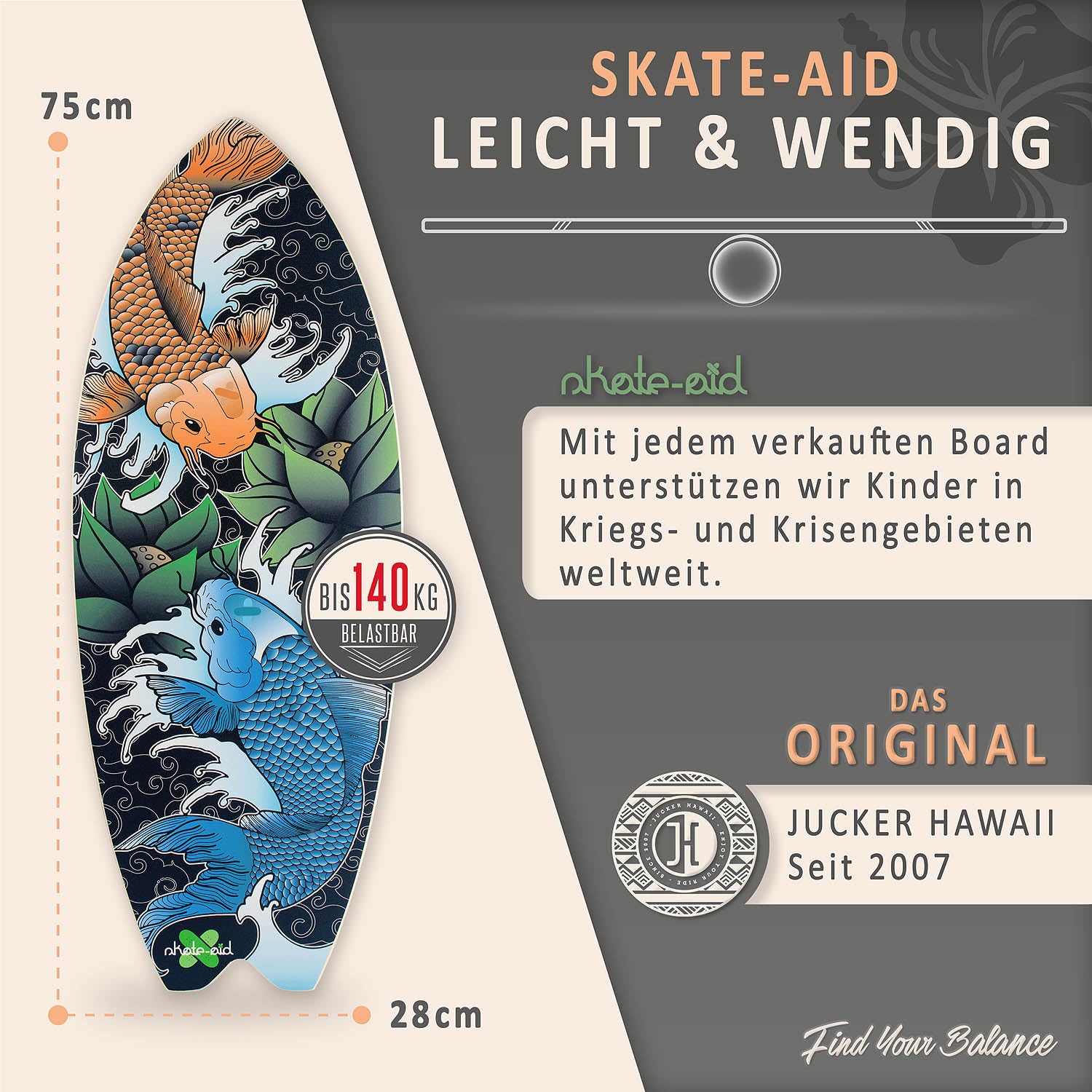 Jucker Hawaii Homerider Skate Aid balance board legno rullo sughero