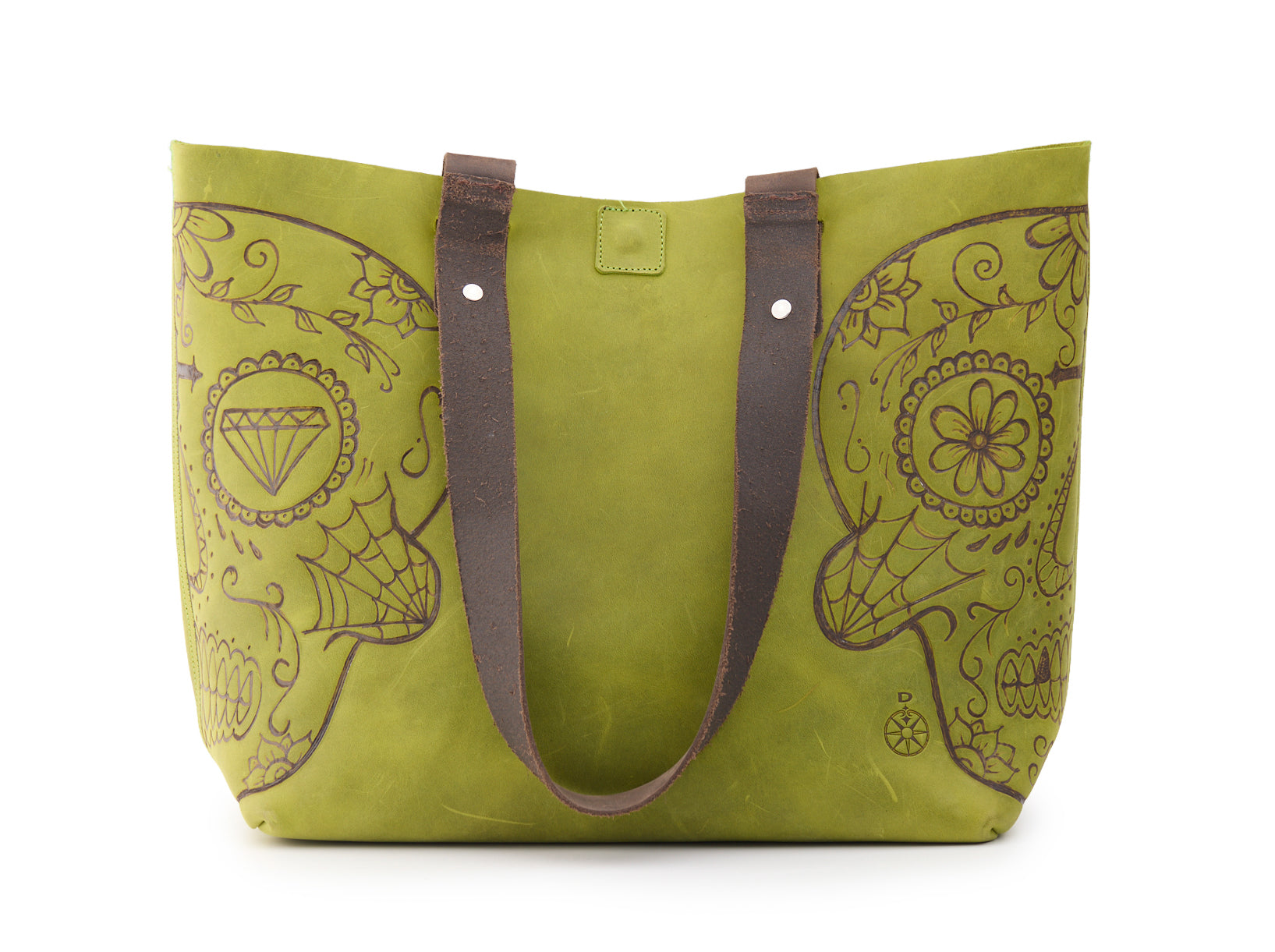 AC Longboards Acid Green Mexican Skull borsa pelle