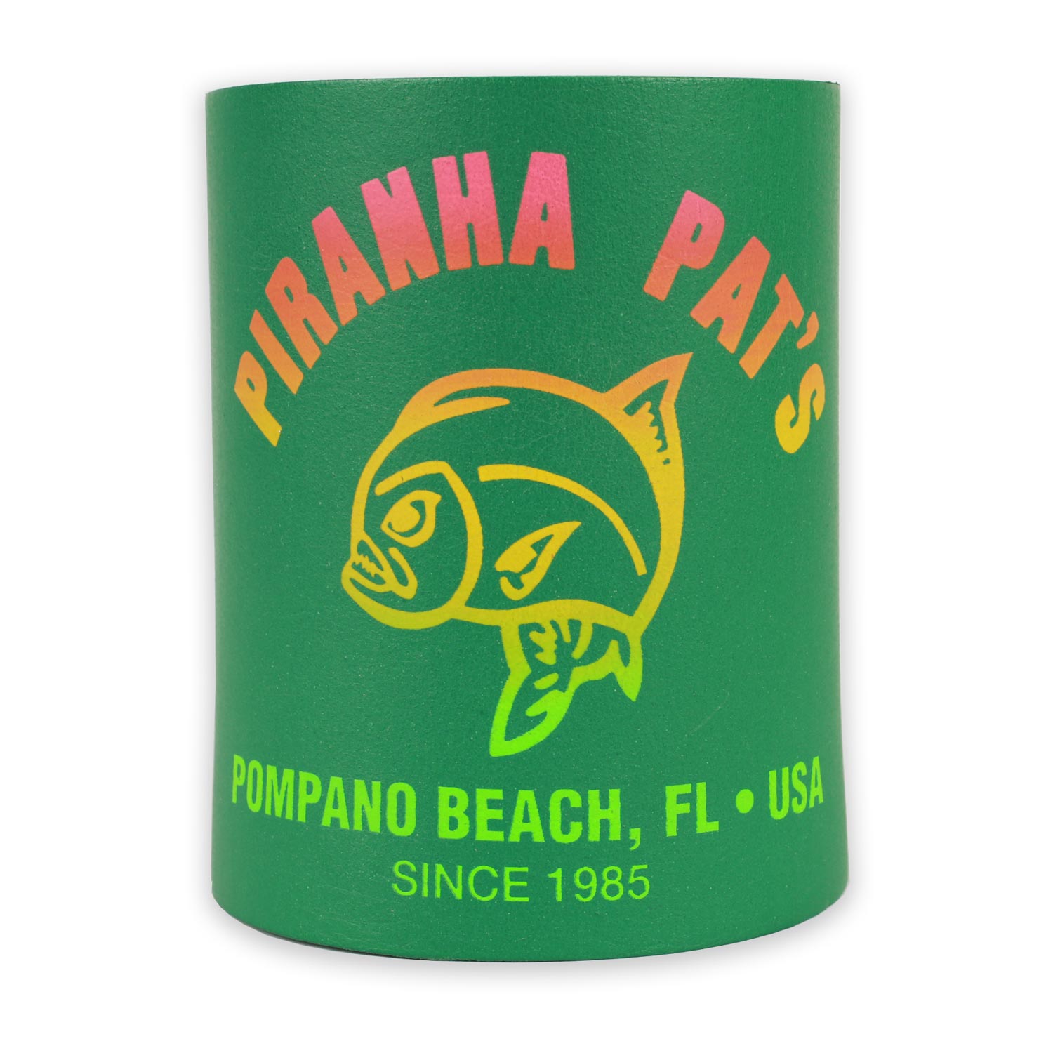 Piranha Pat's Koozie porta lattina vintage Pompano