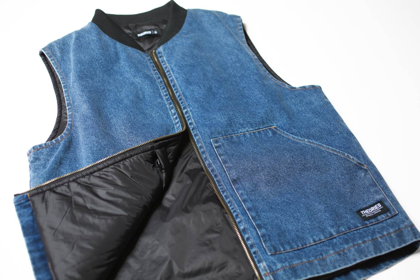 Theories Dakota gilet denim cotone tasche zip