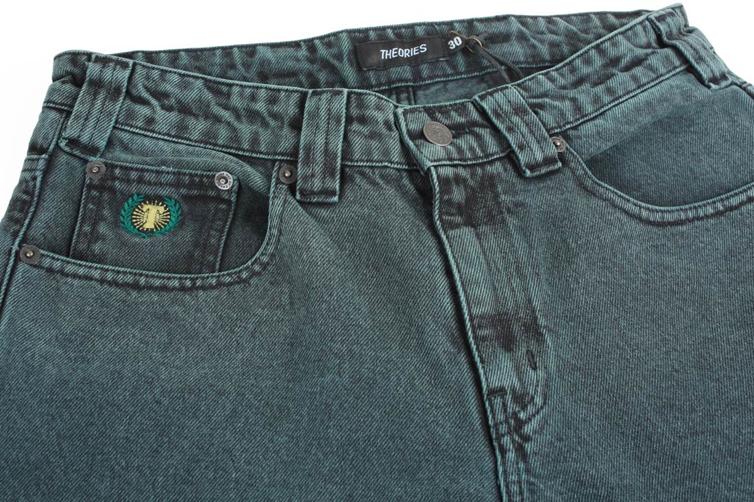 Theories Plaza jeans baggy verde denim cotone 11.5oz