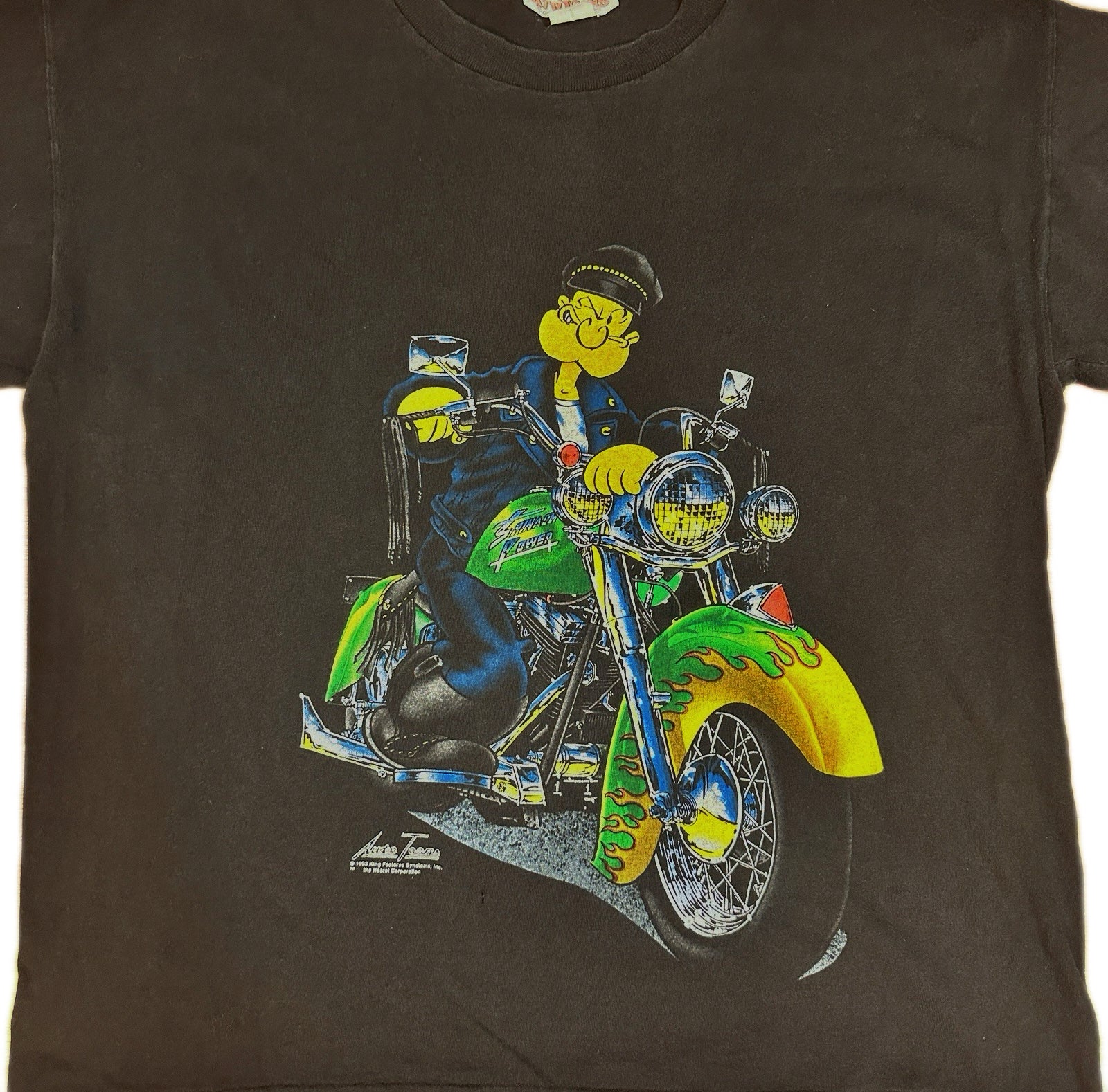 Popeye Motorcycle Single Stitch maglietta vintage nera XL