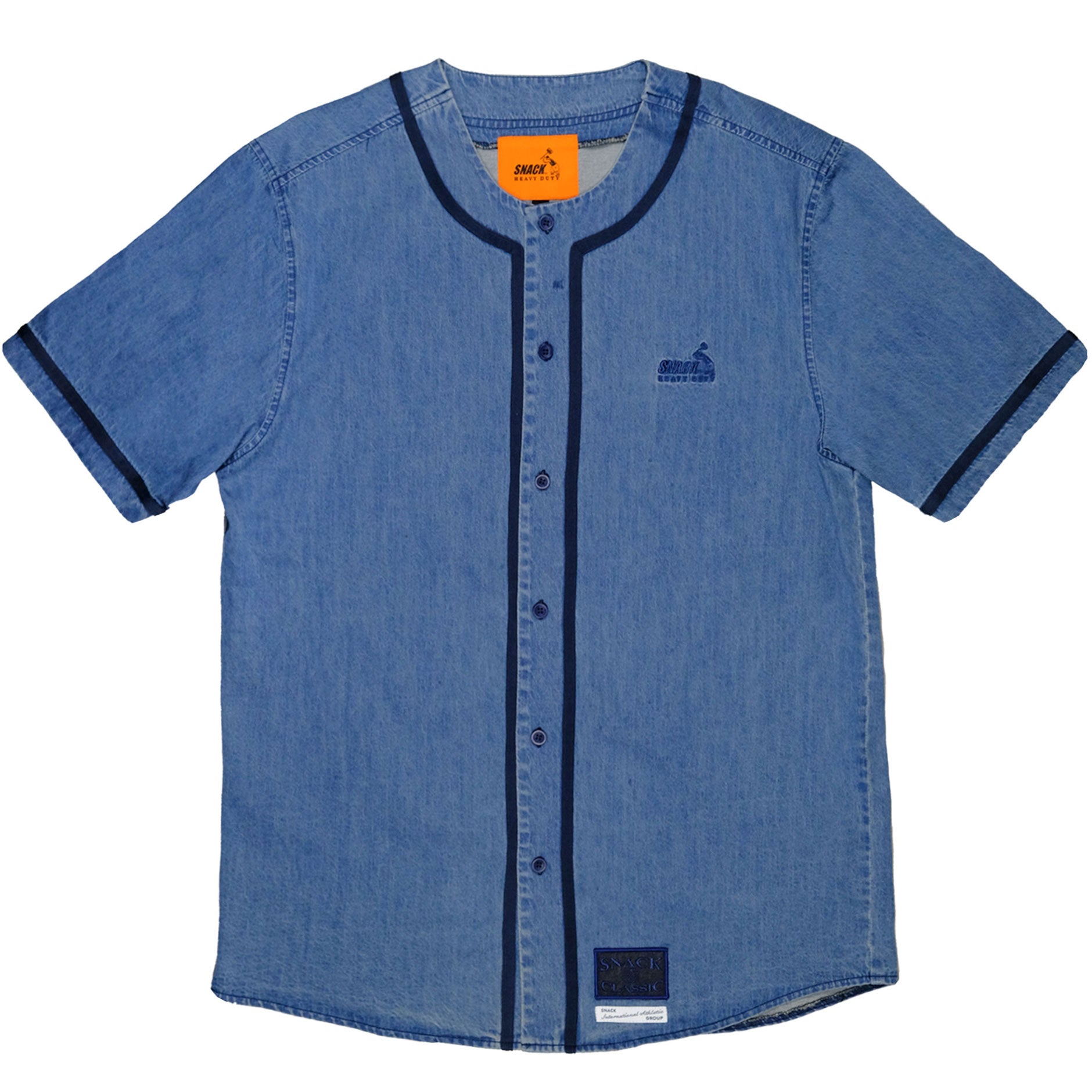 Snack Don’t Ask maglia baseball denim