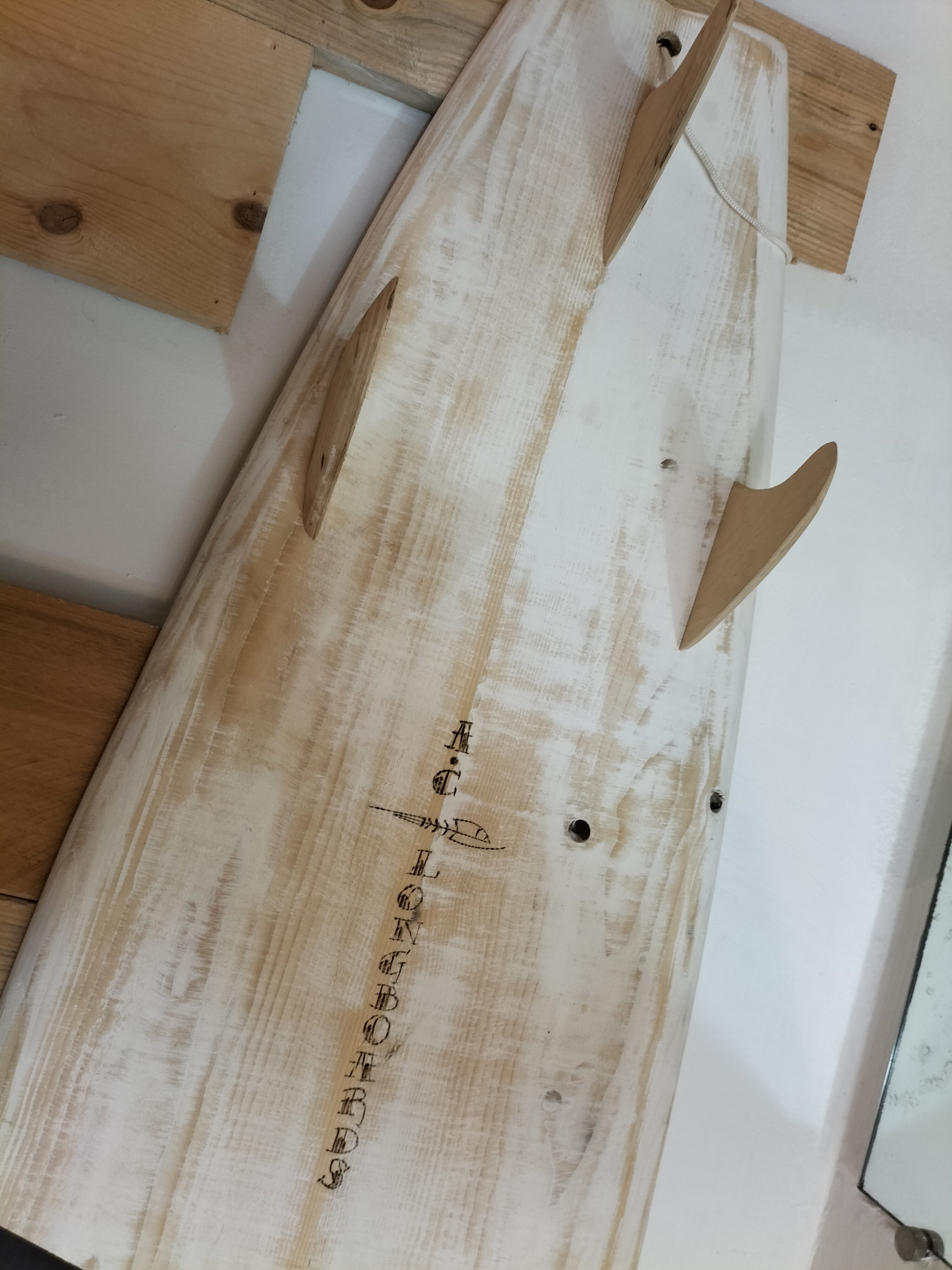AC Longboards Old Orange appendiabiti surf legno 180 cm