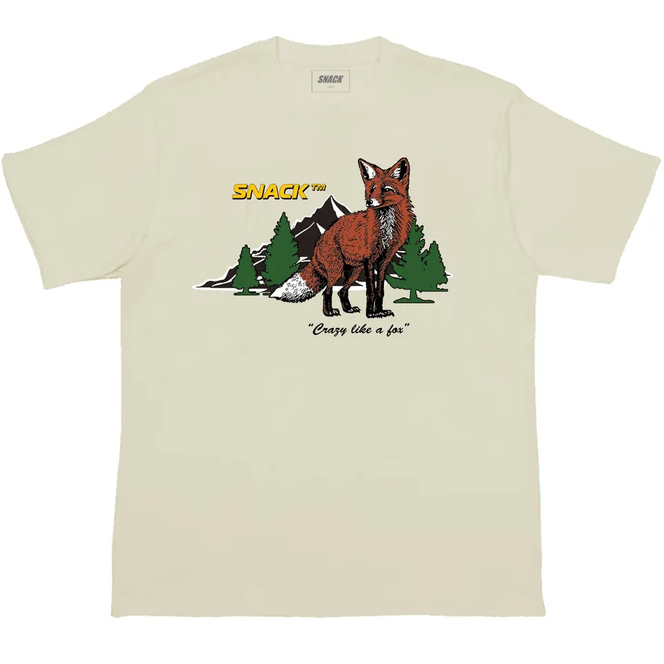 Snack Crazy Like a Fox t-shirt crema cotone